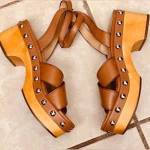 COACH Astor Clog Platform Sandals. Saddle BrownUS 7B, CN235,EUR37, 7200049/K16